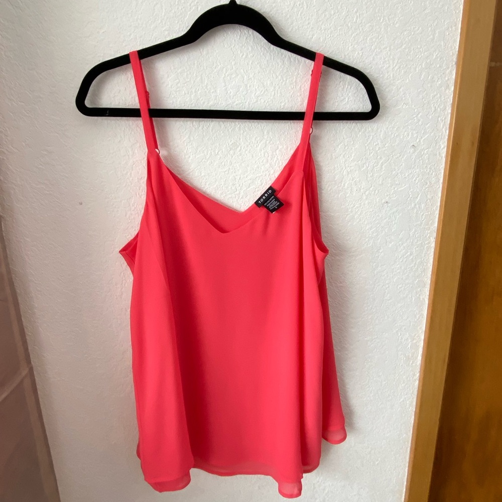 Torrid Chiffon Double Layer Swing Cami - Neon Pink - 0